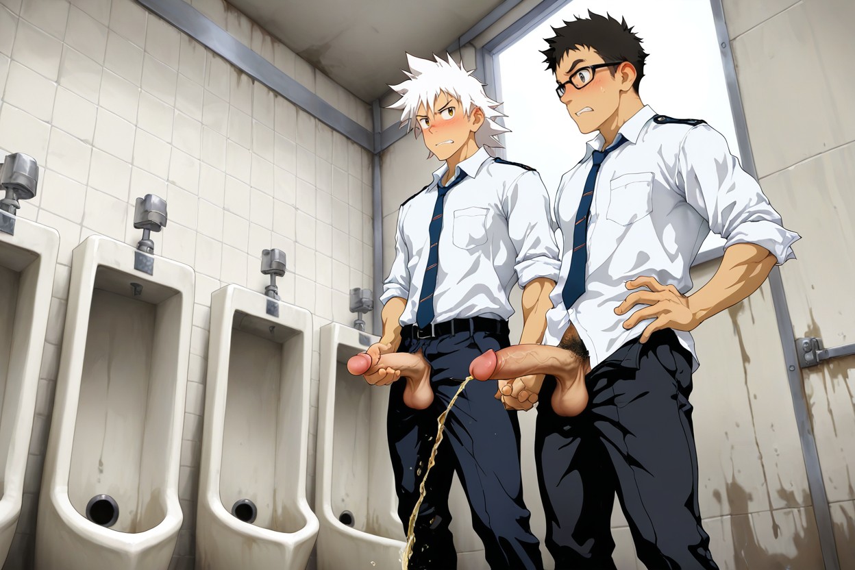 Looking At First Penis, Button Up Shirt, Black Hair AI Gay Porn