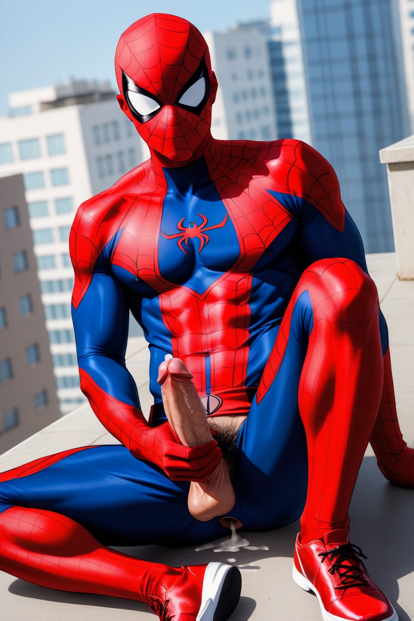 Dynamic Pose, Red Spider Man Suit, Male Focus AI同性戀黃片