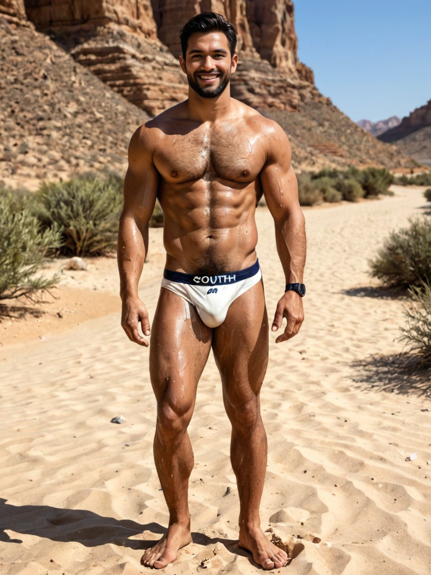 Side View, With Lots Of Hair On Erect Nipples, Gay Man AI Gay Porn