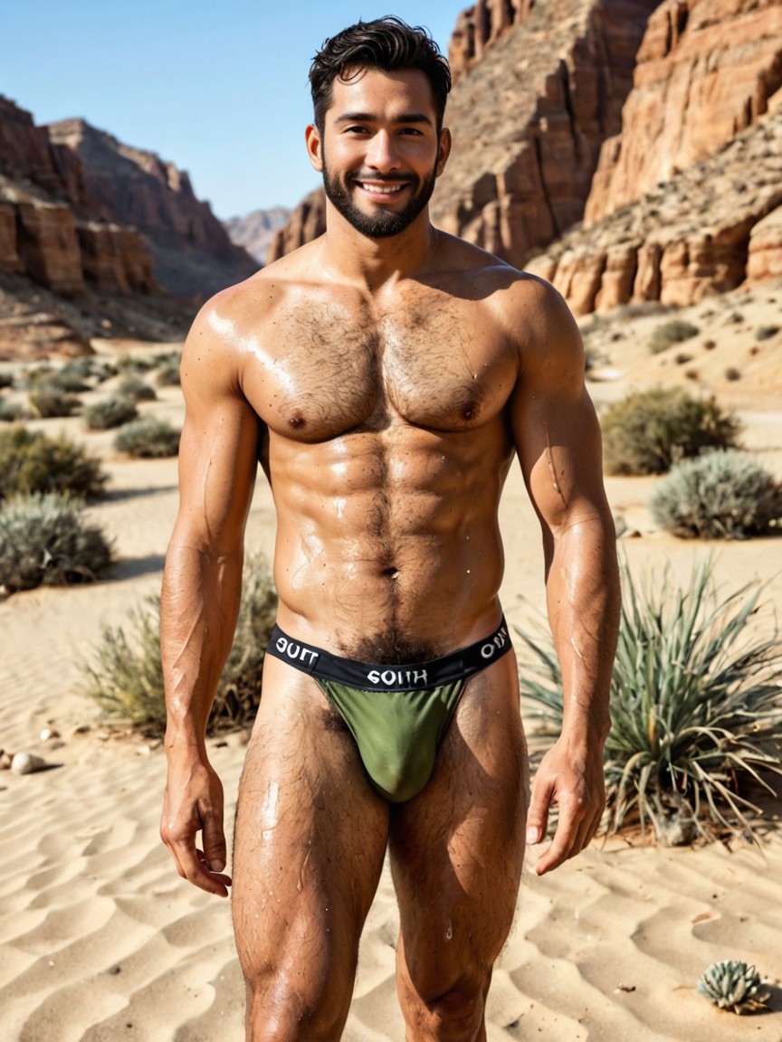 Extremely Hairy Chest, Desert, Arab AI Gay Porn