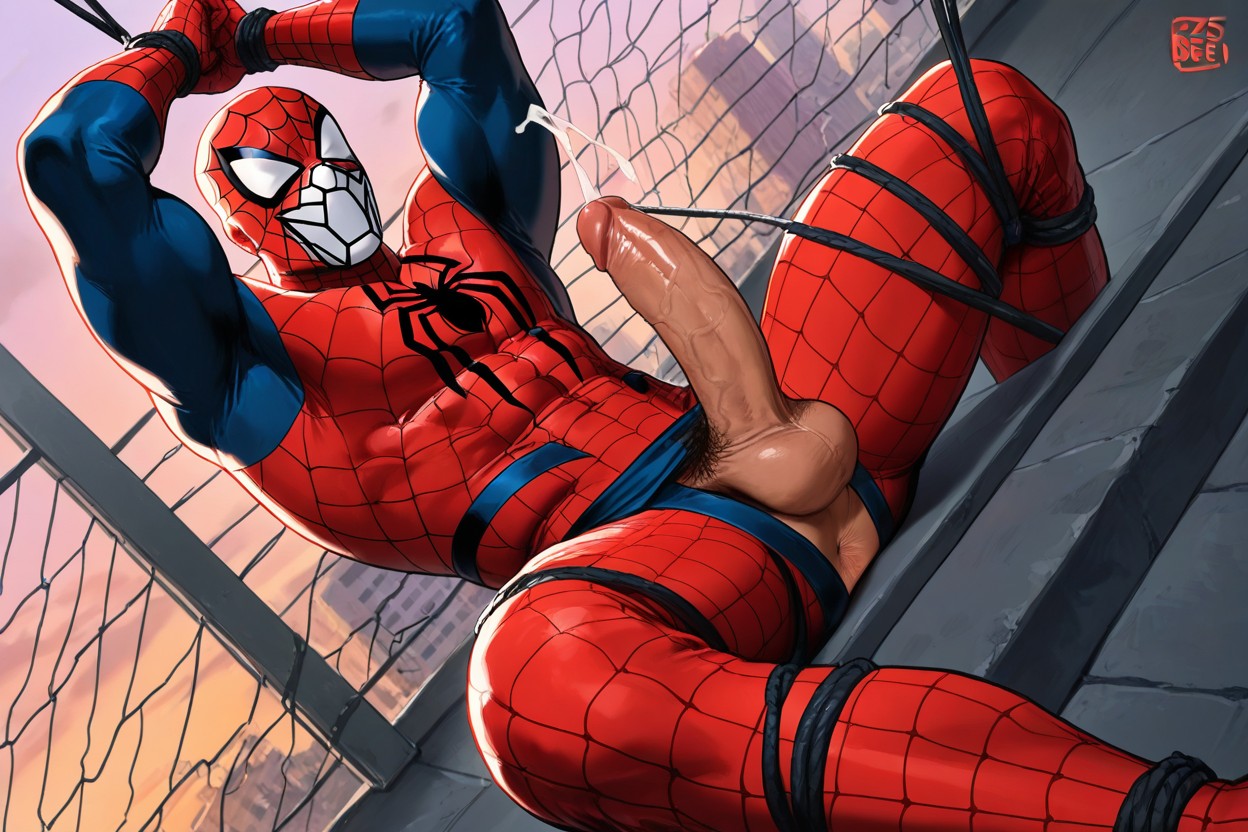 Legs Spread Wide, Peter Parker, Sitting At Rooftop Porno IA Gay