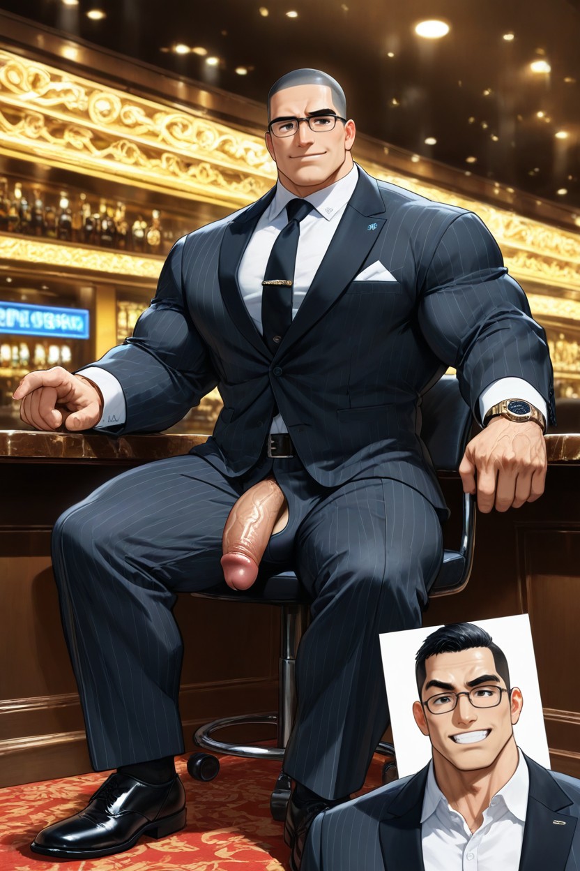 Flaccid Penis Downward, Trousers Fully Buttoned, Office AI Gay Porn
