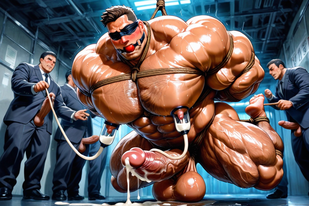 팔 뒤로, Bodybuilder With Massive Muscle, Huge Big Balls 게이 AI 포르노