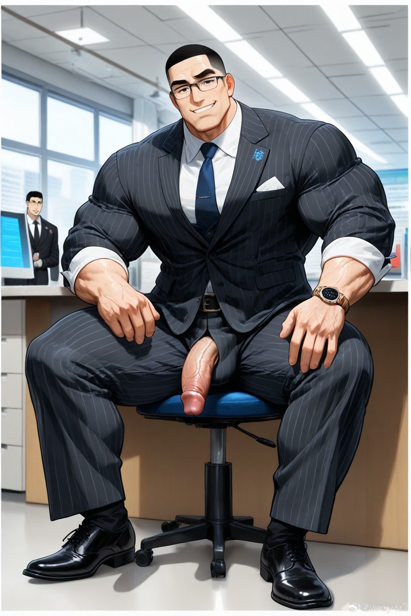 Fit, Black Hair, Flaccid Penis Downward AI Gay Porn