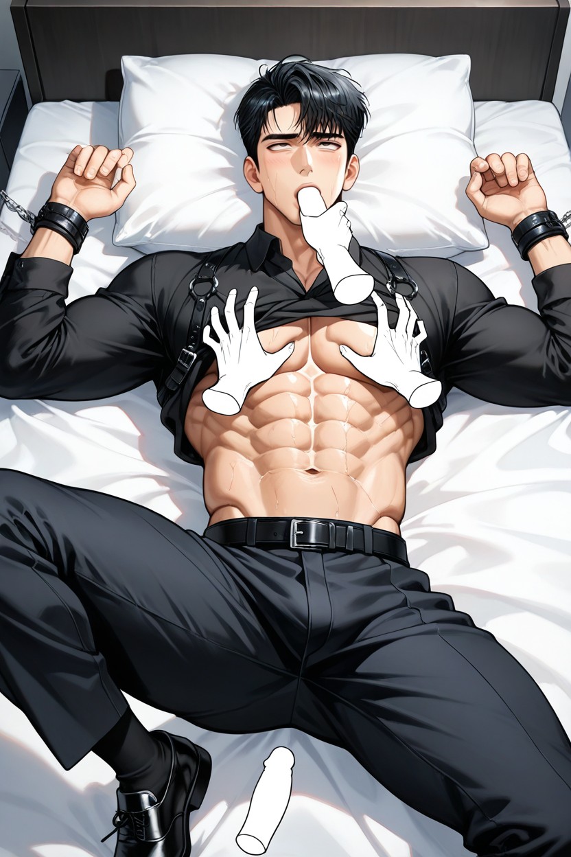 Erect Nipples Visible Through His Black Shirt, Black Pants, Office Porno gay IA