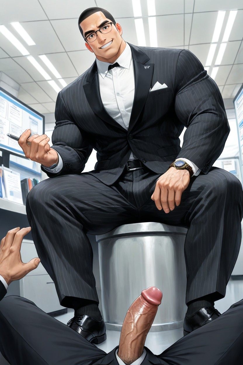 Businessman, Wide Jaw, Professional Appearance 게이 AI 야짤