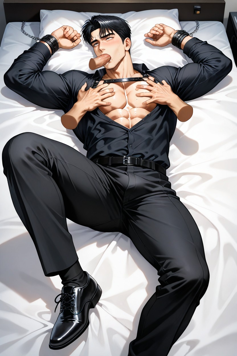 To Medium, Black Pants, Black Belt AI Gay Porn