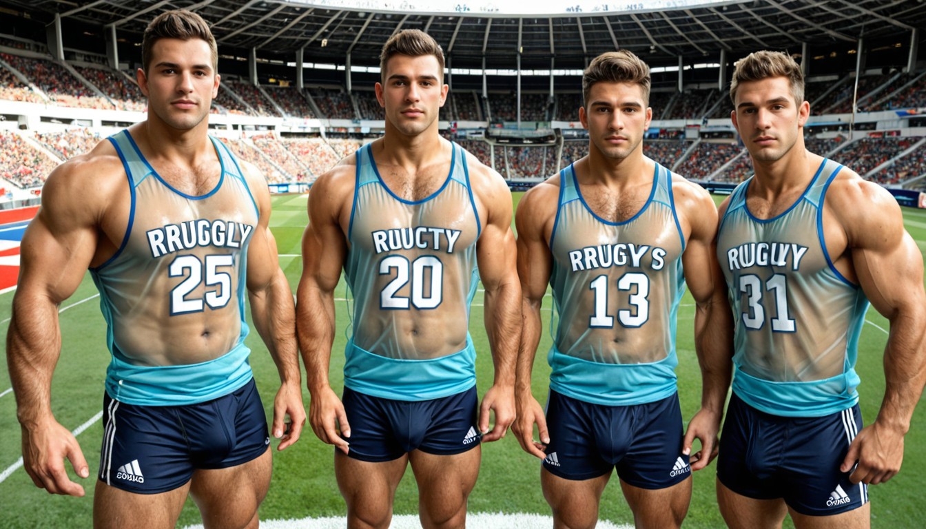 Dark Brown Eyes, Rugby, People AI Gay Porn