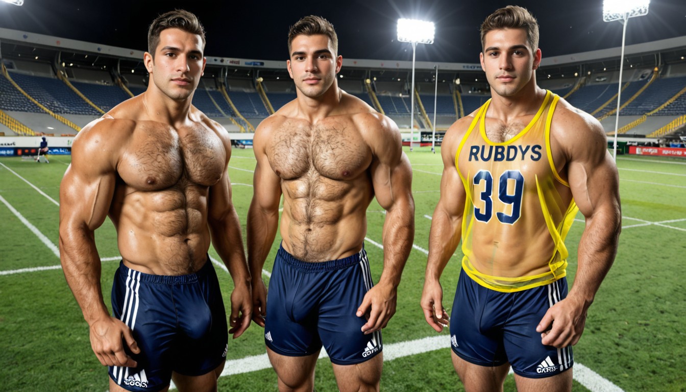 Rugby Players, Afternoon, Side View AI同性戀黃片