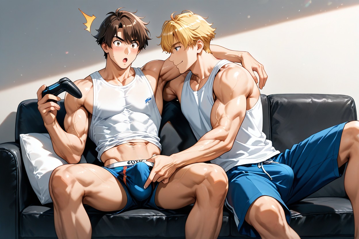Boyish Physique, 18+, Mischievous Smile AI同性恋黄片