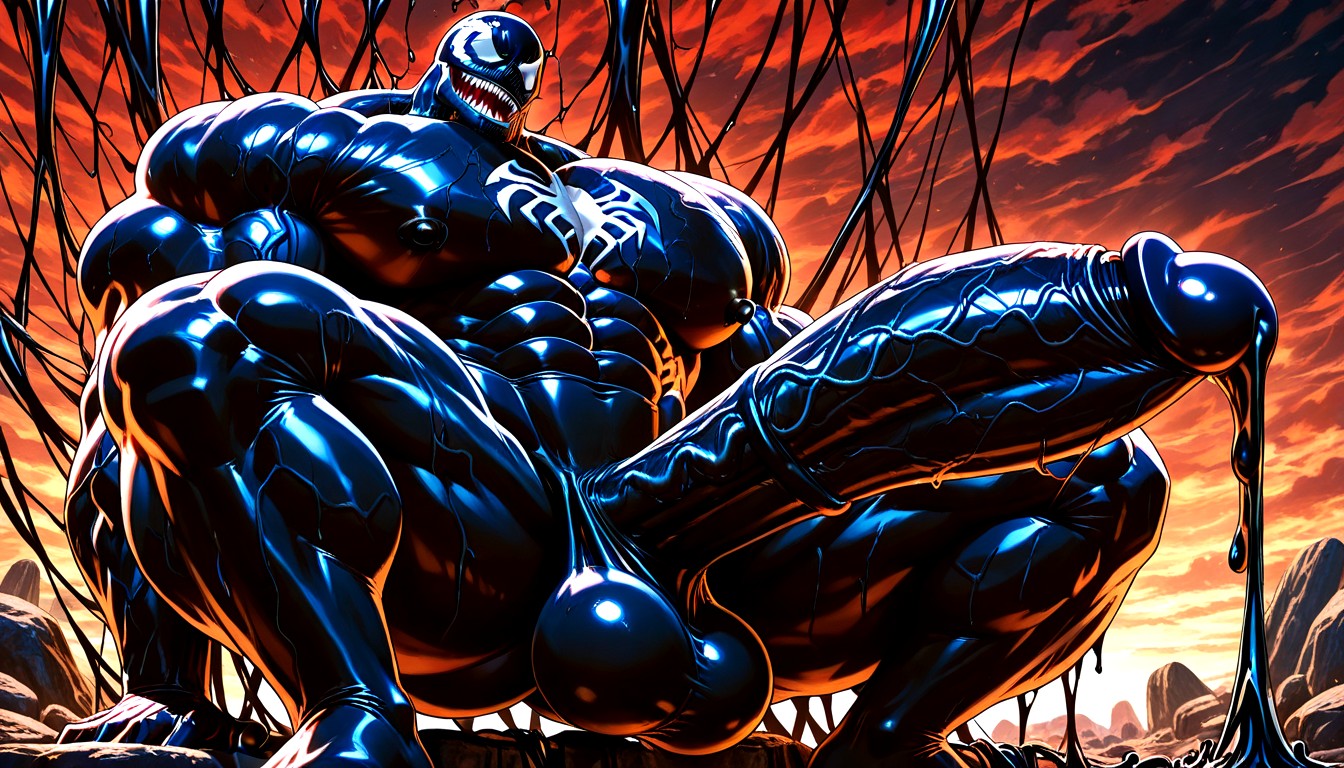 Colossal Muscularity, Multiple Penis, Black Goo Latex Taking Over Pornografia gay com IA