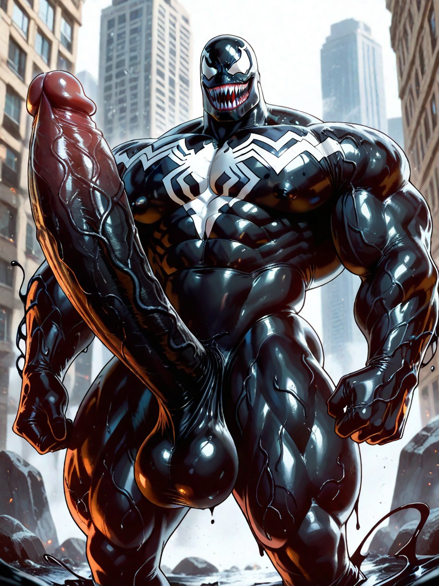 Symbiote, Oversized Hyper Gigantic Cock, Sculpted Neck AI Gay Porn