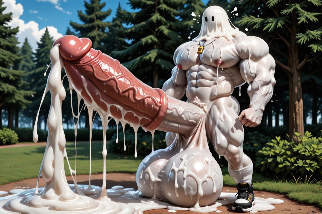 Impossibly Gigantic Hyper Long And Thick Uncut Cock, Legs Coated With Cum, Nipple Lactation AI Gay Porn