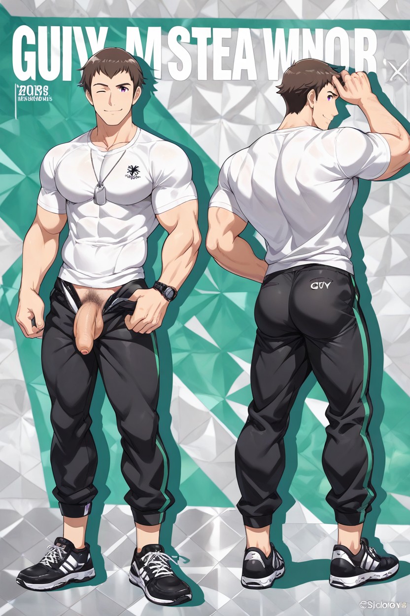Clean-shaven, Official Style, Full Body View Porno gay IA