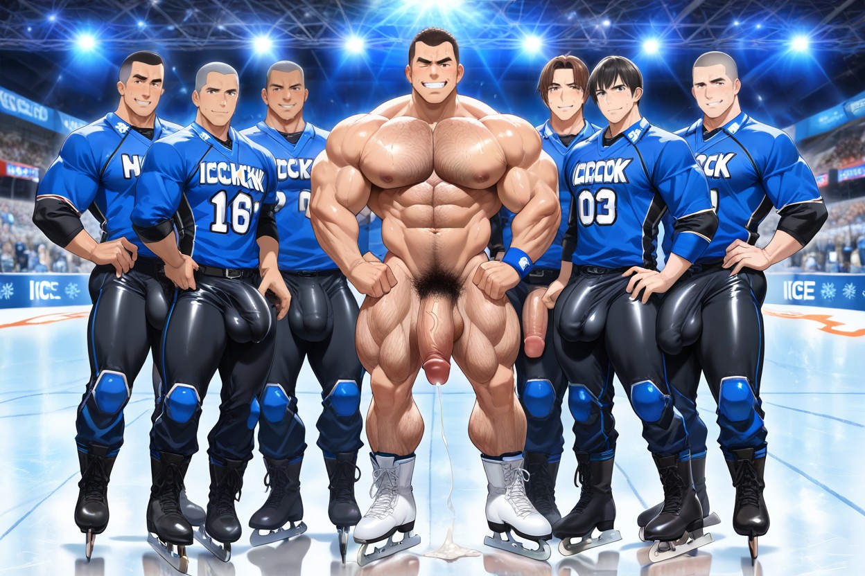 Rxtremely Massive And Highly Defined Muscles, Extreme Cum, Stadium Light AI Gay Porn
