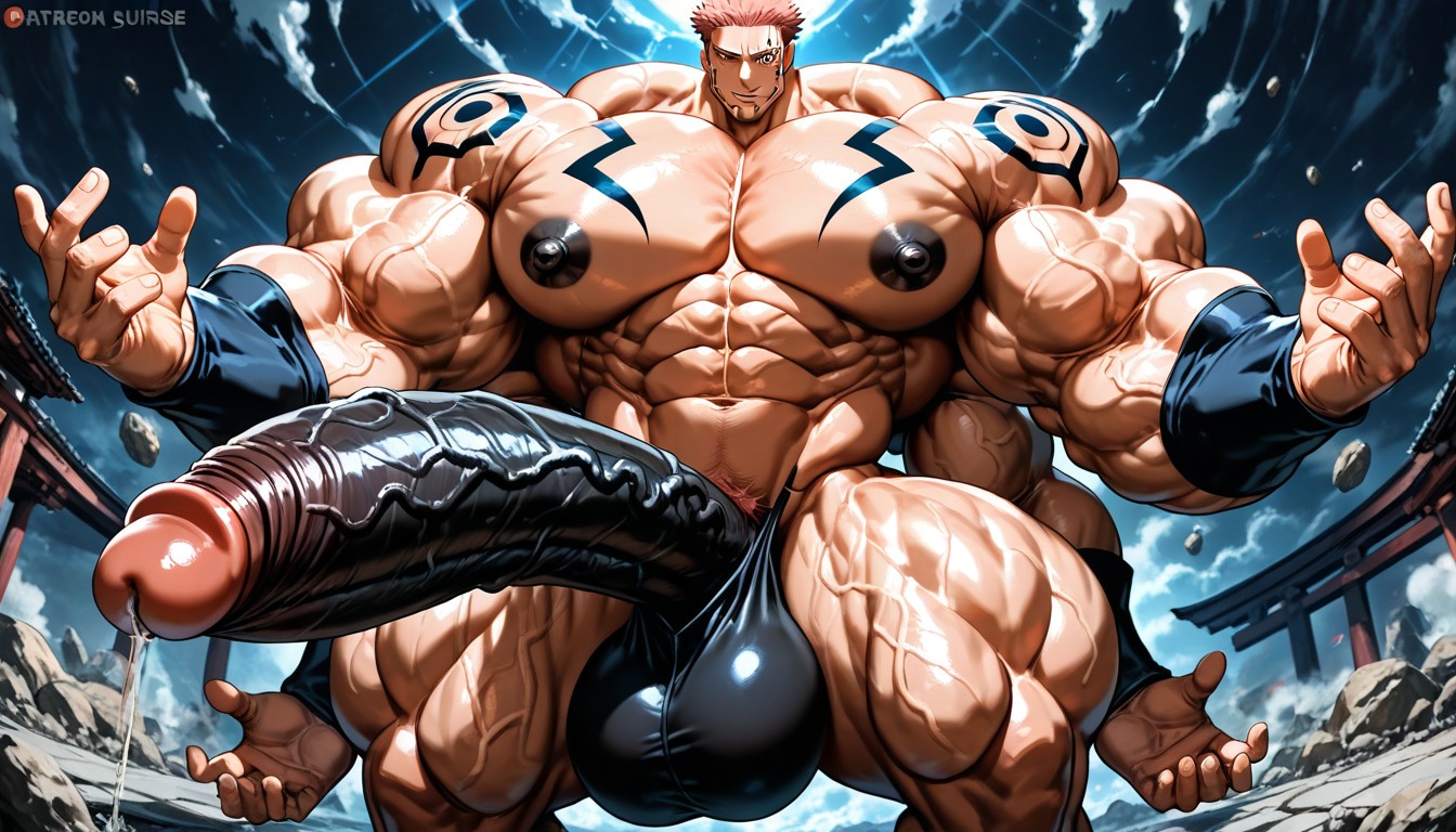 Big Muscles, Ryoumen Sukuna From Jujutsu Kaisen Anime Serise, Perspective Porno gay IA