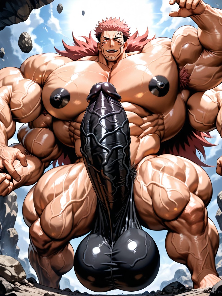 Oversized Muscles, Enormous Bulging Chest And Arms, Oversized Hyper Gigantic Cock AI Gay Porn