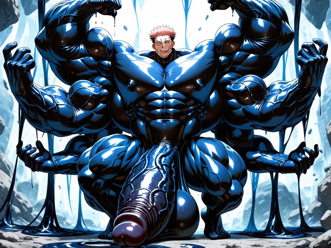 Macro, Absurdly Long Oversized Hyper Penis, No Tits AI Gay Porn