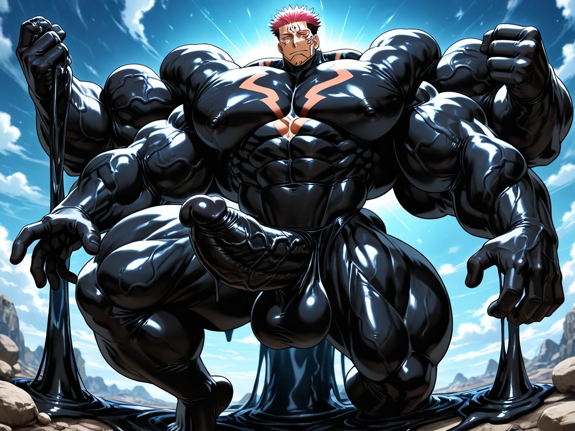 Exquisite Tonal Range, Ryoumen Sukuna From Jujutsu Kaisen Anime Series, Absurdly Long Oversized Hyper Penis Porno gay IA