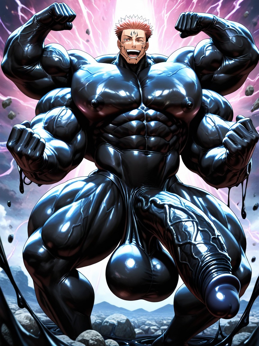 Black Goo Latex Taking Over, Absurdly Long Oversized Hyper Penis, Tattoos AI Gay Porn