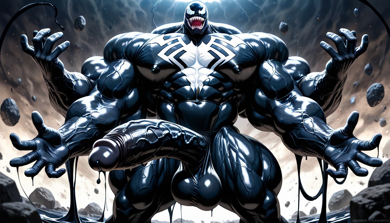 Absurdly Long Oversized Hyper Penis, Symbiote, No Tits AI Gay Porn