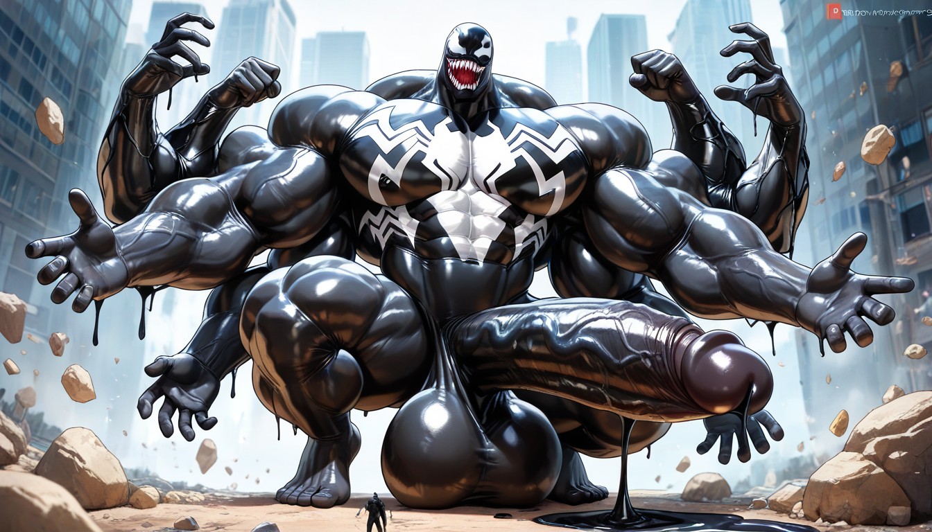 Hyper Exaggerated Gigantic Muscle Physique, Symbiote, Enormous Bulging Chest And Arms Porno gay IA