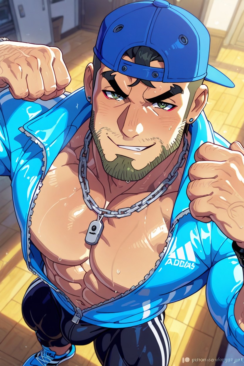 Jock, Smug Expression, Kajinman Art Style AI Gay Porn