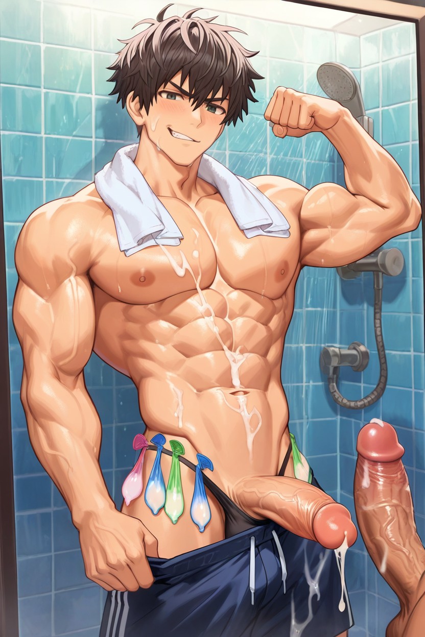 Own's Erected Penis, Boyish Face, Left Arm Up Porno gay IA