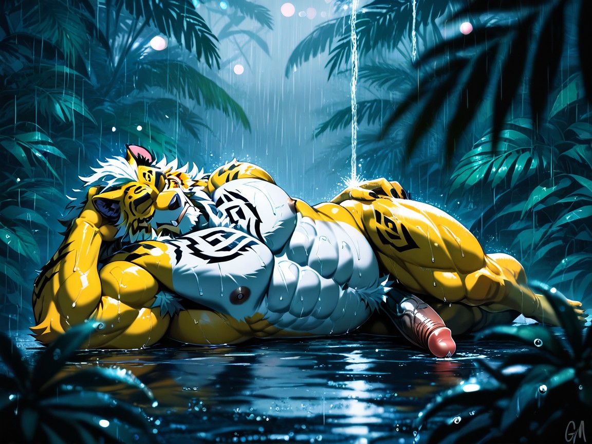 Closed Eyes, Jungle Anthropromorphic Beast, Extremely Powerful Jaw Porno gay IA