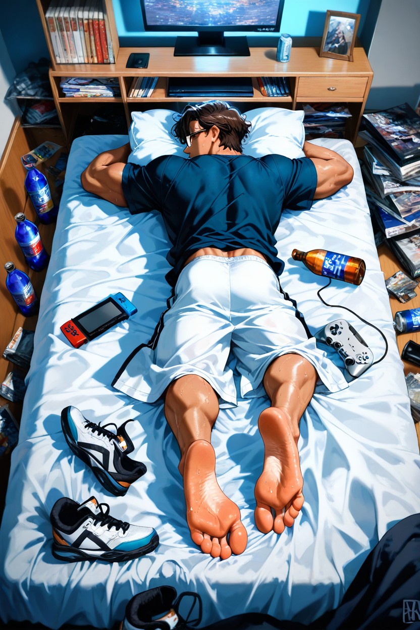 Curly, Video Game Console, Barefoot AI Gay Porn