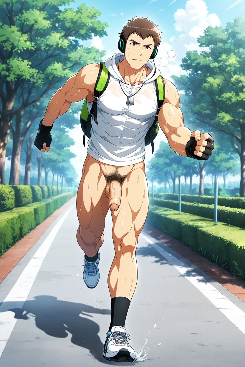 Cuerpo Completo, Compact Green Backpack, Afternoon Porno gay IA