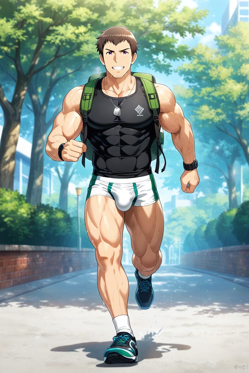 Fit, Grinning, Brown Hair AI Gay Porn