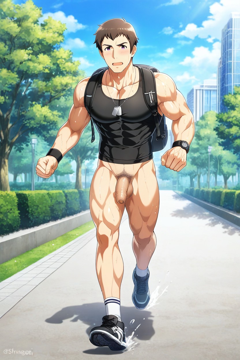 Uncut, Black Running Shoes, Hair AI Gay Porn
