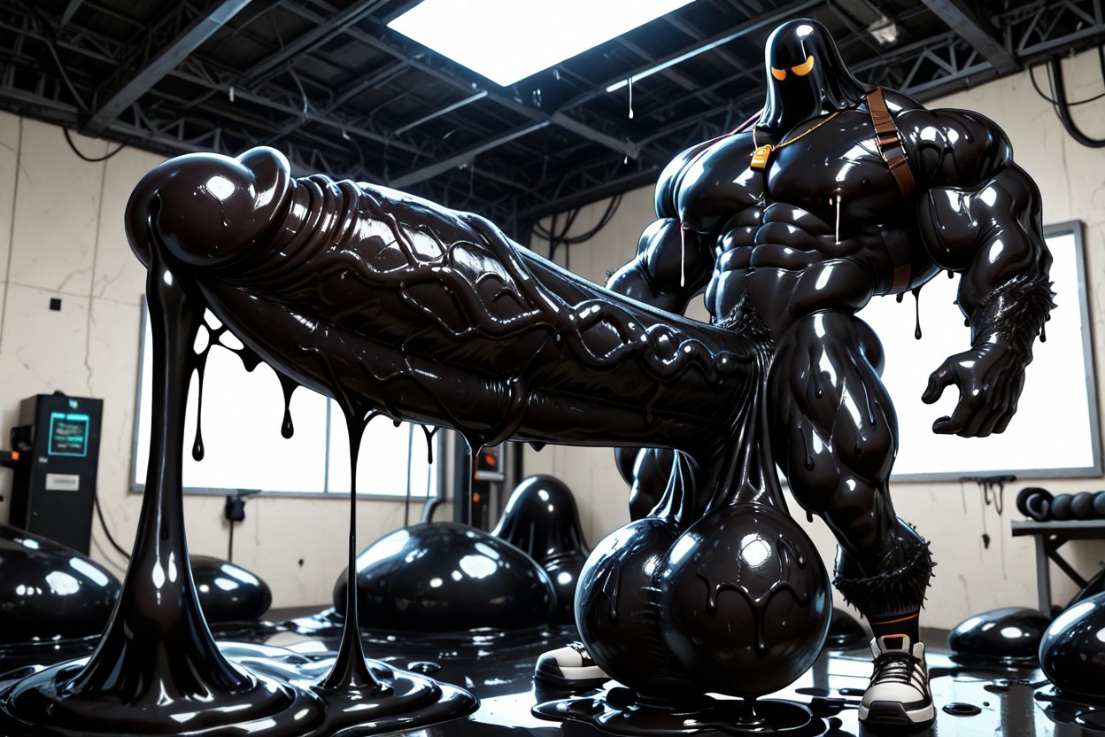 Penis Growth, Black Slime On Thighs, Excessive Black Slime AI Gay Porn
