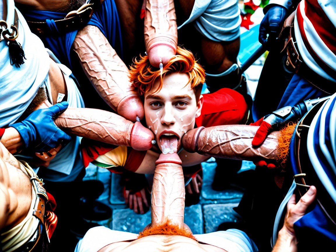 Absurdly Surreal Oversized Uncut Hyper Cocks, Man, Close-up AI Gay Porn