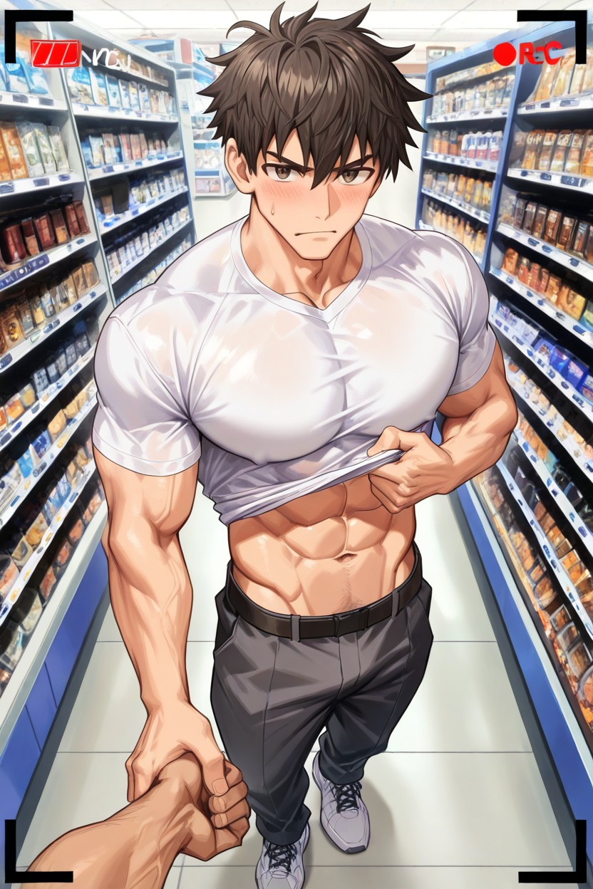 View From Cctv Camera, Far Point Of View, Hand-sized Waist ゲイAIポルノ