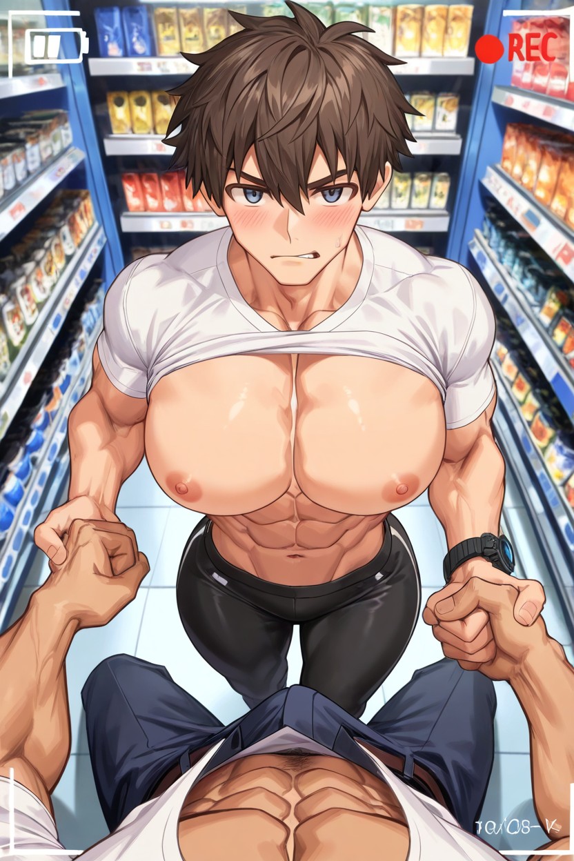 Low Resolution, Revelaing Abs, Far Point Of View AI Gay Porn