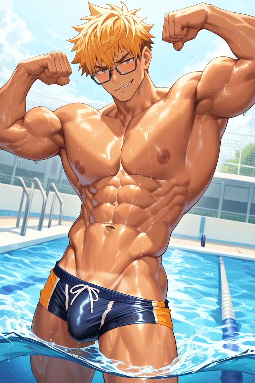 Boyish Face, Glasses, Arrogant Face AI Gay Porn