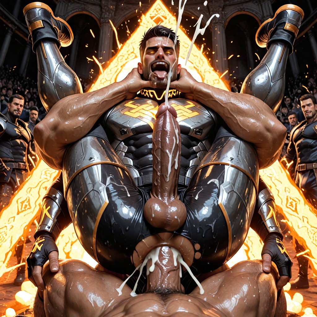 Ruined Orgasm, X-ray Showing Multiple Cocks Deep Inside Him, Folded In Half AI Gay Porn