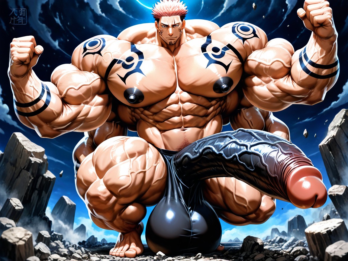 Músculos Sobredimensionados, Gigantic Muscles, Black Nipples Porno gay IA