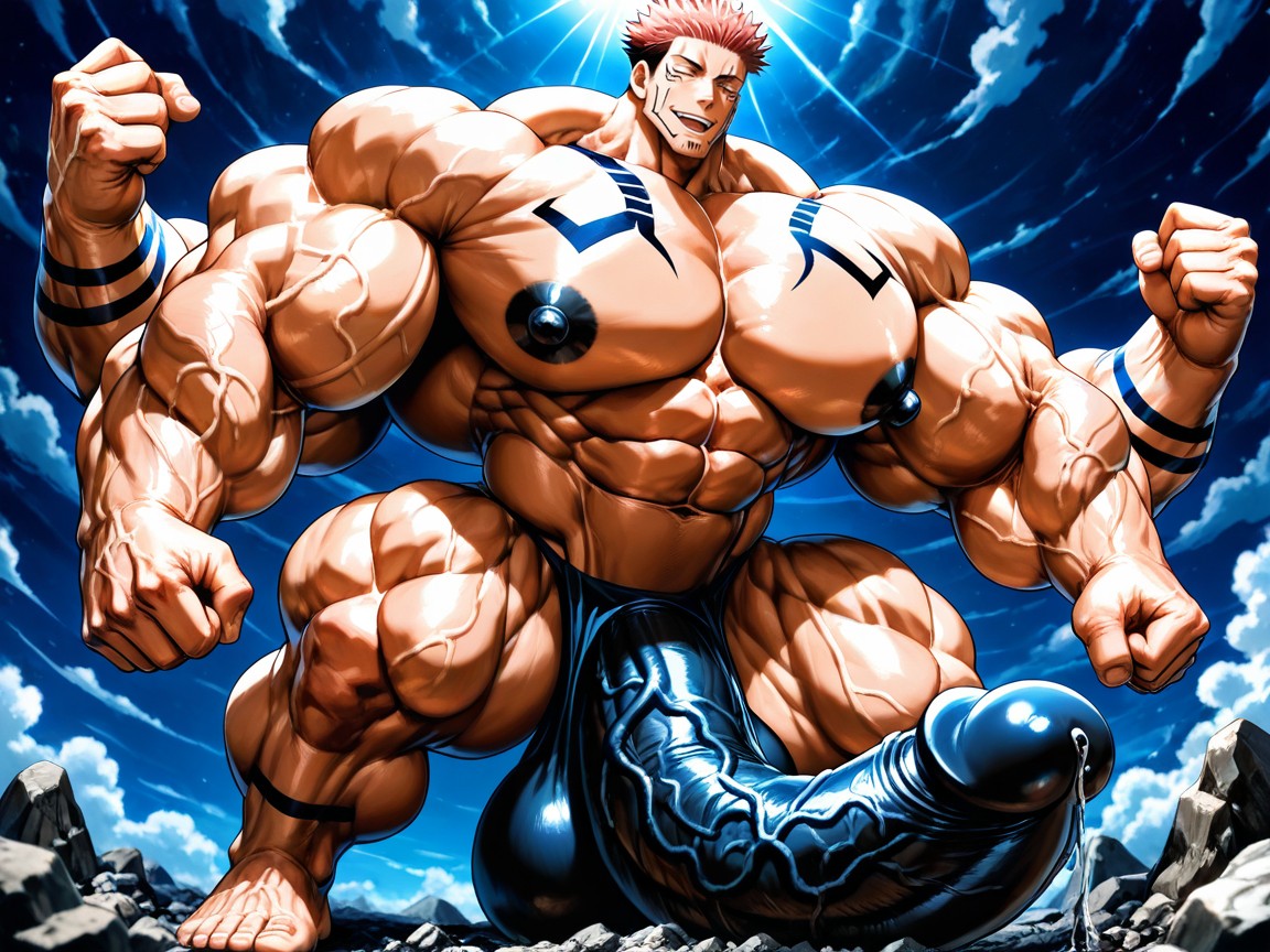 Músculos Sobredimensionados, Bodybuilders, Absurdly Long Oversized Hyper Penis Porno gay IA