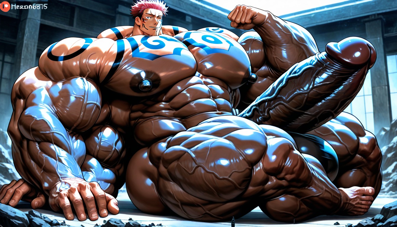 Pene Más Grande Que El Cuerpo, Hyper Macro, Tall Muscular Physique Porno gay IA