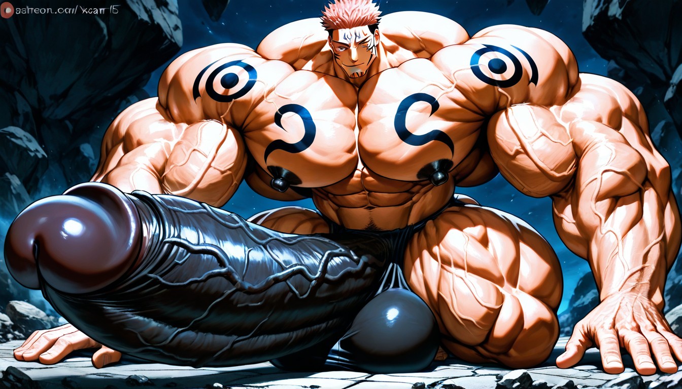 Tall Muscular Physique, Erect Up Penis, Masculine AI Gay Porn