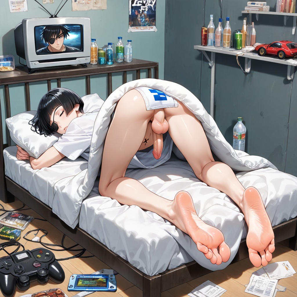 18+, Arms On Pillow, Bottles Everywhere AI Gay Porn