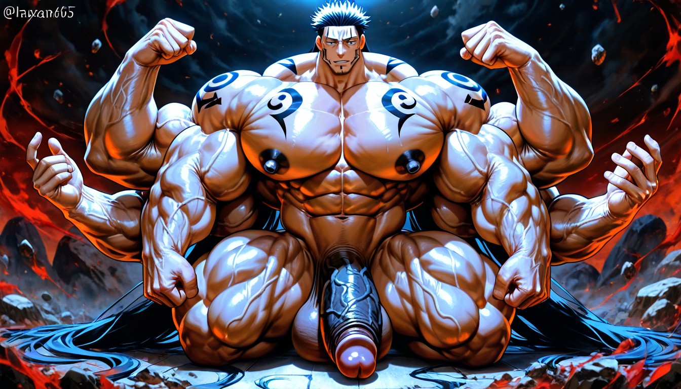 Sexy, Oversize Muscle, Black Nipples AI Gay Porn