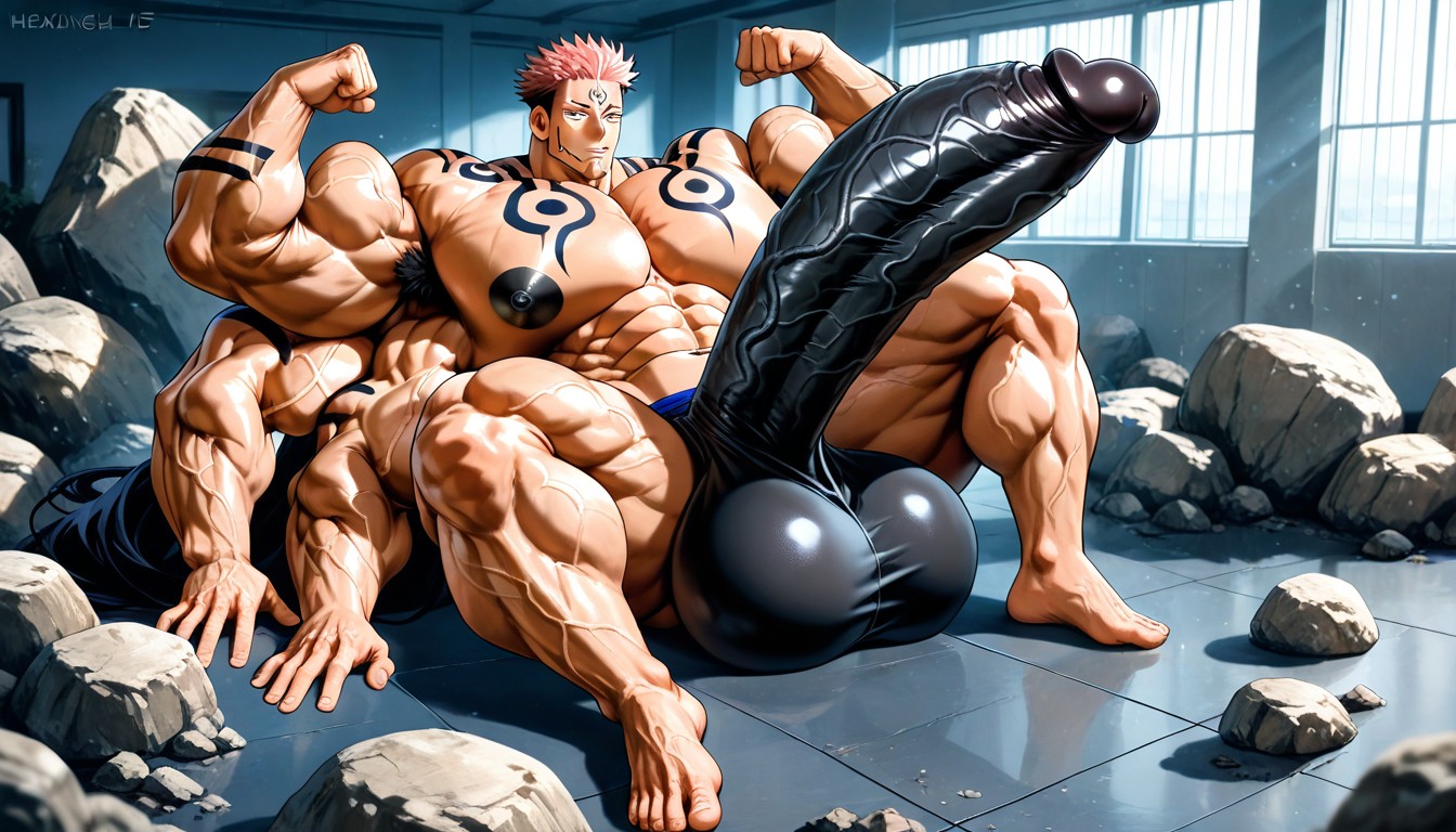Black Nipples, Hyper Chest, Muscular AI Gay Porn
