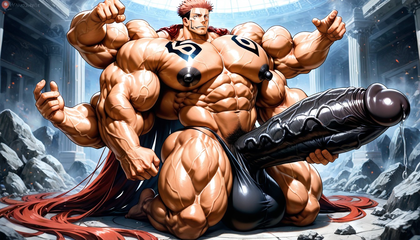Masculine, Detailed Face, Absurdly Long Oversized Hyper Penis AI Gay Porn