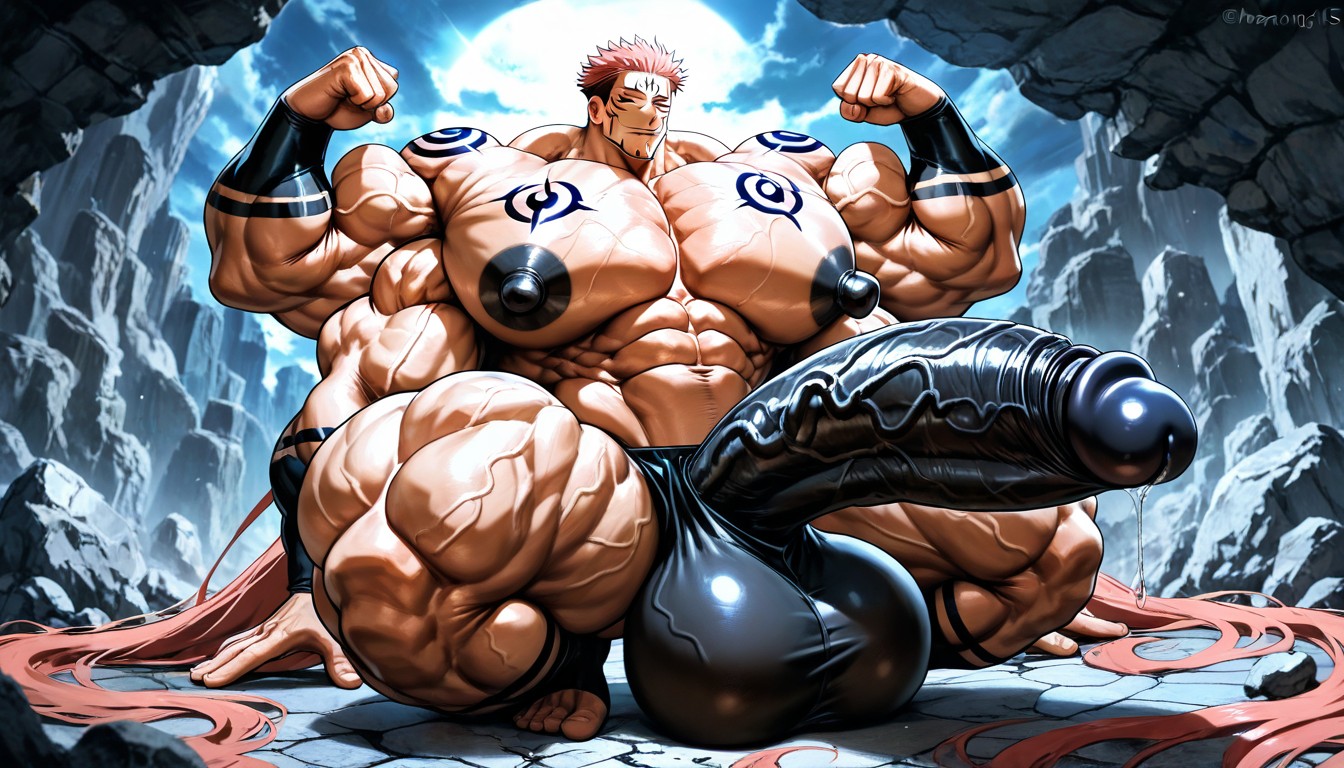 Oversized Muscles, Masculine, Black Penis AI Gay Porn