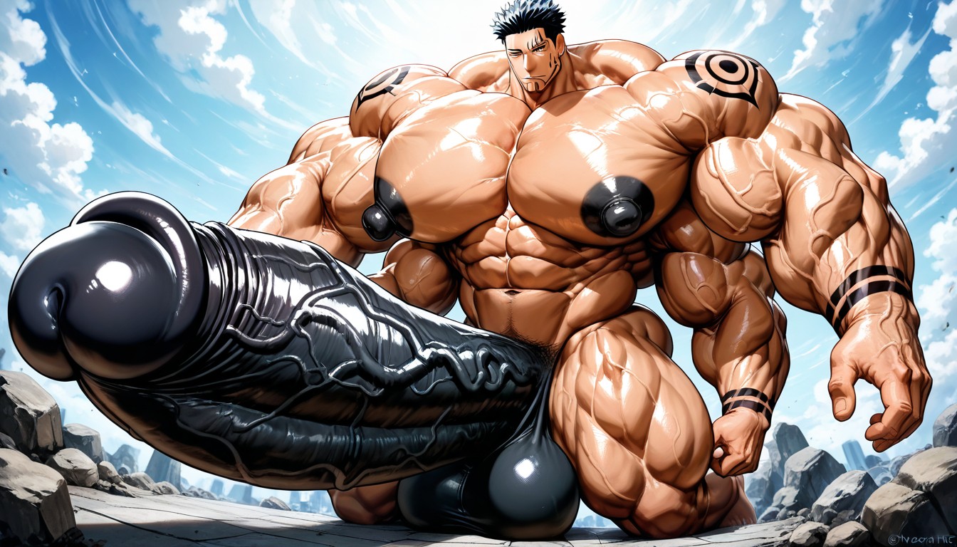 Multiple Arms, Hyper Exaggerated Gigantic Muscle Physique, Detailed Face Pornografia gay com IA
