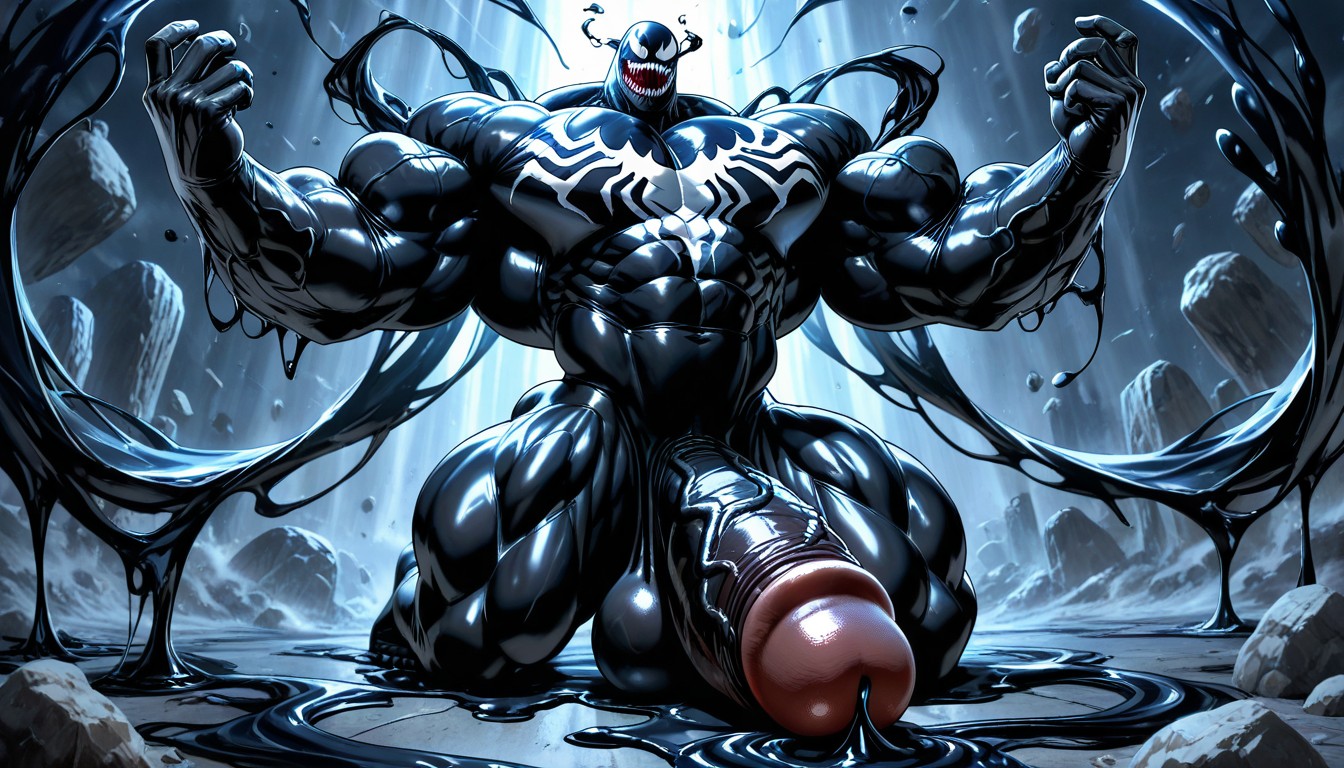 Massive Cock, Venom Symbiote, Sexy AI Gay Porn